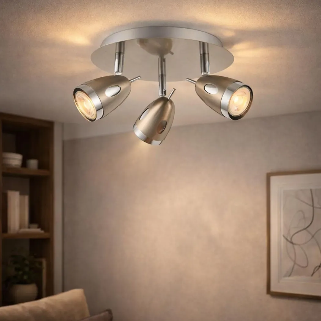 Lottie 3 Light Satin Nickel Ceiling Spotlight Plate