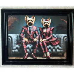 Lounge Terriers Wall Art with Black Frame