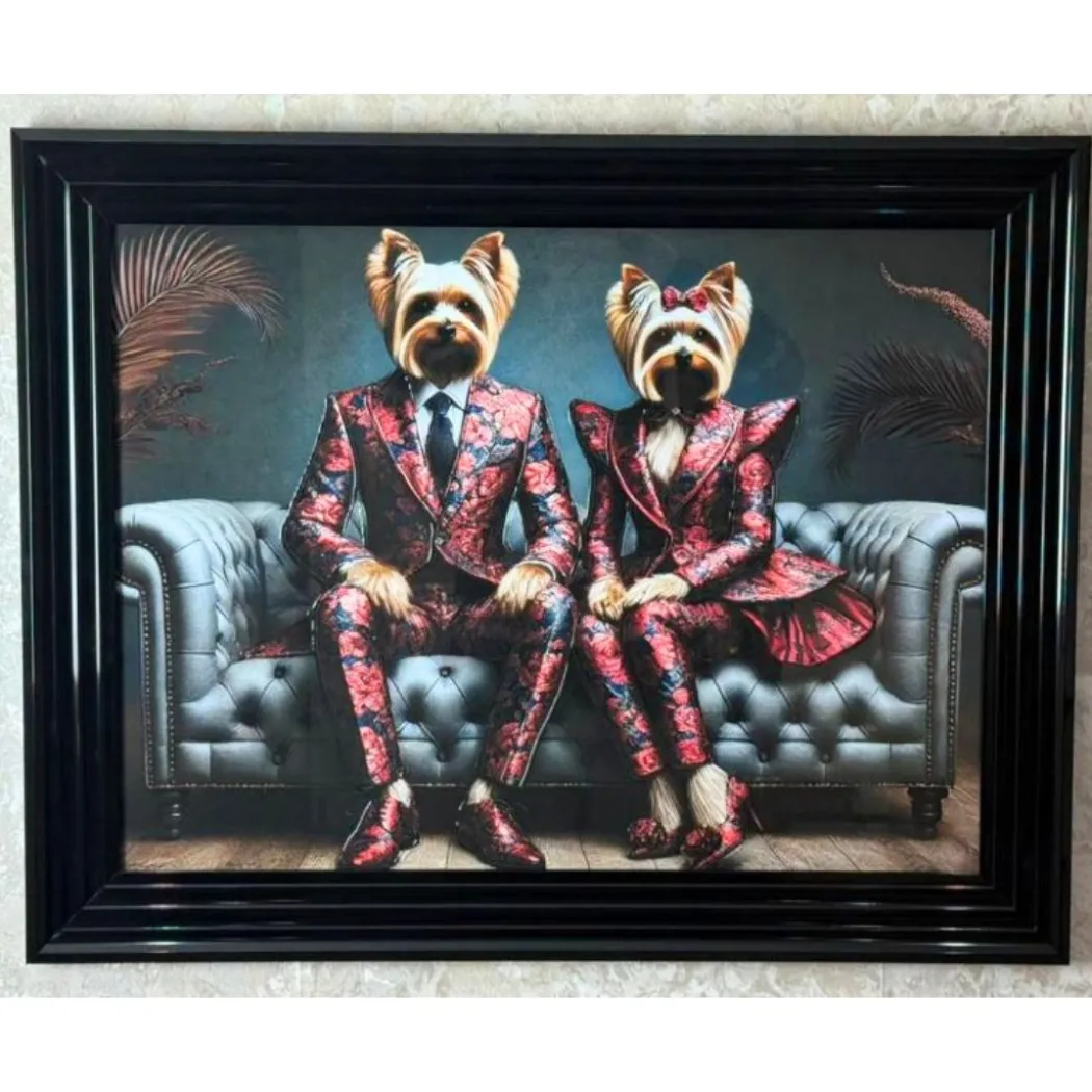 Lounge Terriers Wall Art with Black Frame