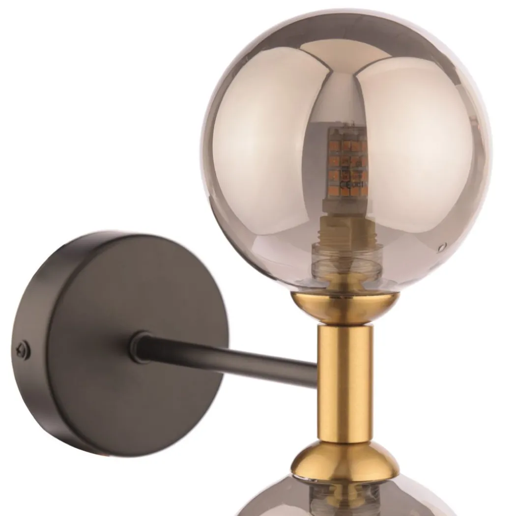 Loxley 2 Light Black & Gold Wall Light