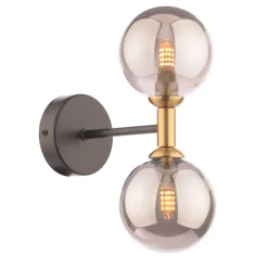 Loxley 2 Light Black & Gold Wall Light
