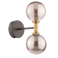 Loxley 2 Light Black & Gold Wall Light