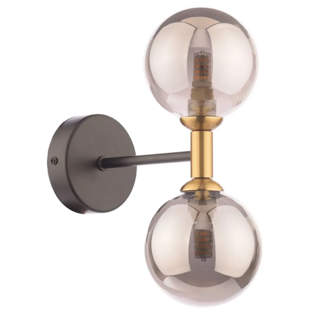 Loxley 2 Light Black & Gold Wall Light