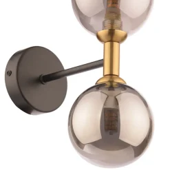 Loxley 2 Light Black & Gold Wall Light