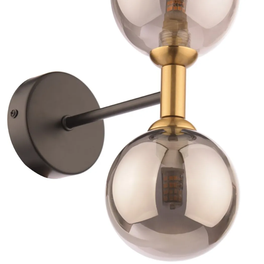 Loxley 2 Light Black & Gold Wall Light
