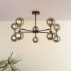 Loxley 10 Light Black & Gold Semi Flush Ceiling Light