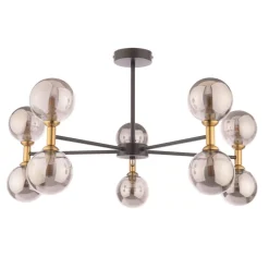 Loxley 10 Light Black & Gold Semi Flush Ceiling Light