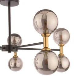 Loxley 10 Light Black & Gold Semi Flush Ceiling Light