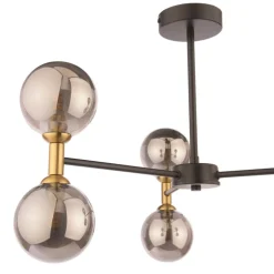 Loxley 6 Light Black & Gold Semi Flush Ceiling Light