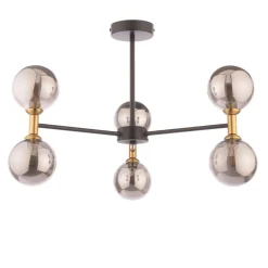 Loxley 6 Light Black & Gold Semi Flush Ceiling Light