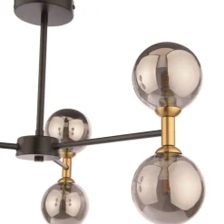 Loxley 6 Light Black & Gold Semi Flush Ceiling Light