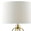 Lucie Satin Brass Table Lamp with White Shade