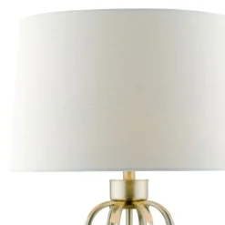Lucie Satin Brass Table Lamp with White Shade