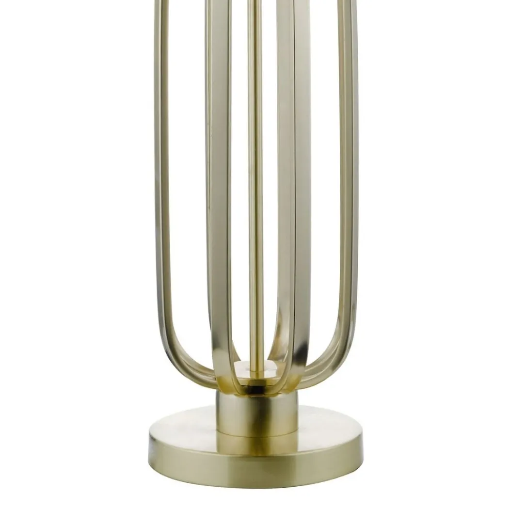 Lucie Satin Brass Table Lamp with White Shade