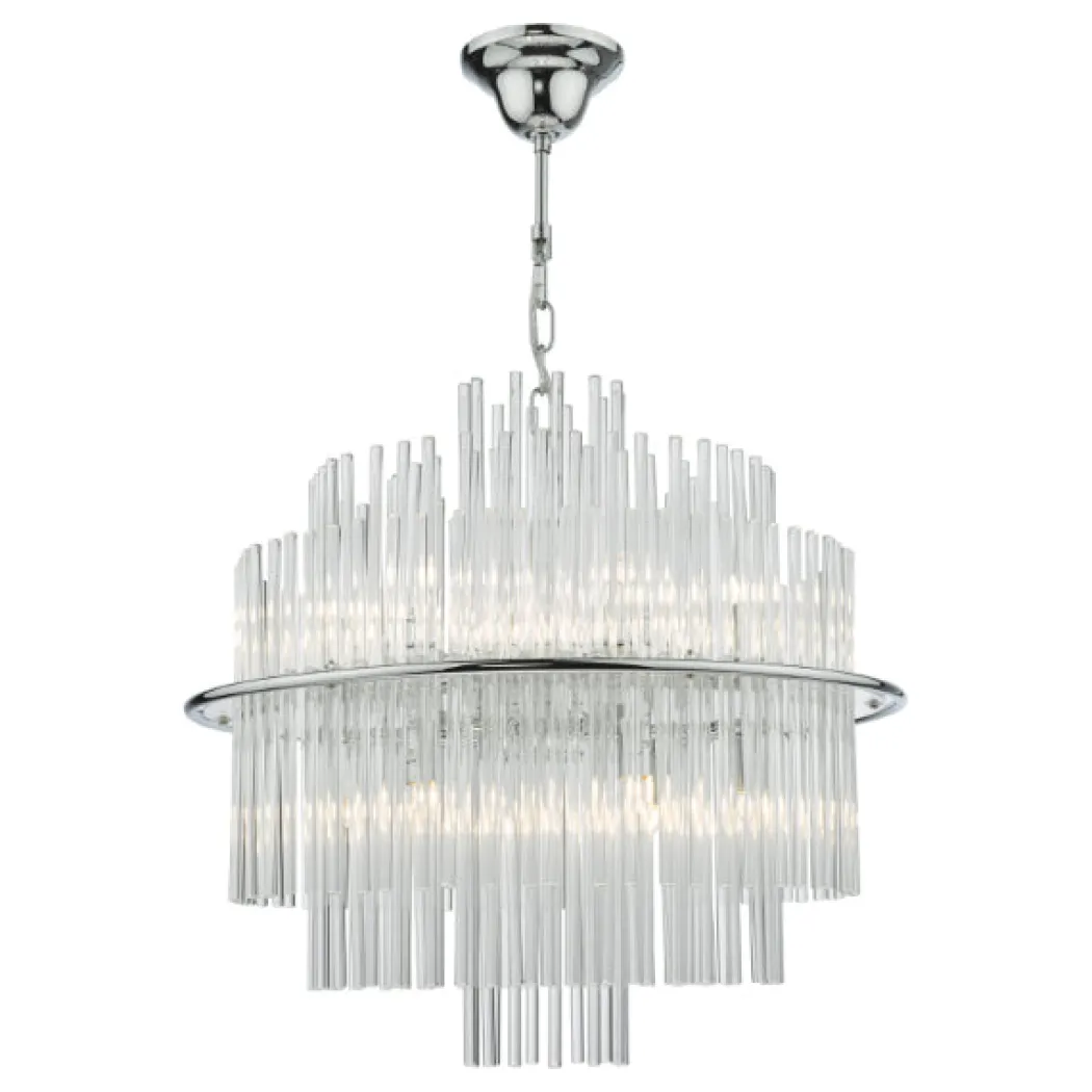 Lukas Polished Chrome & Crystal Ceiling Pendant