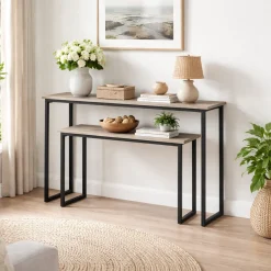Lulani Brown Stone Nested Console Tables