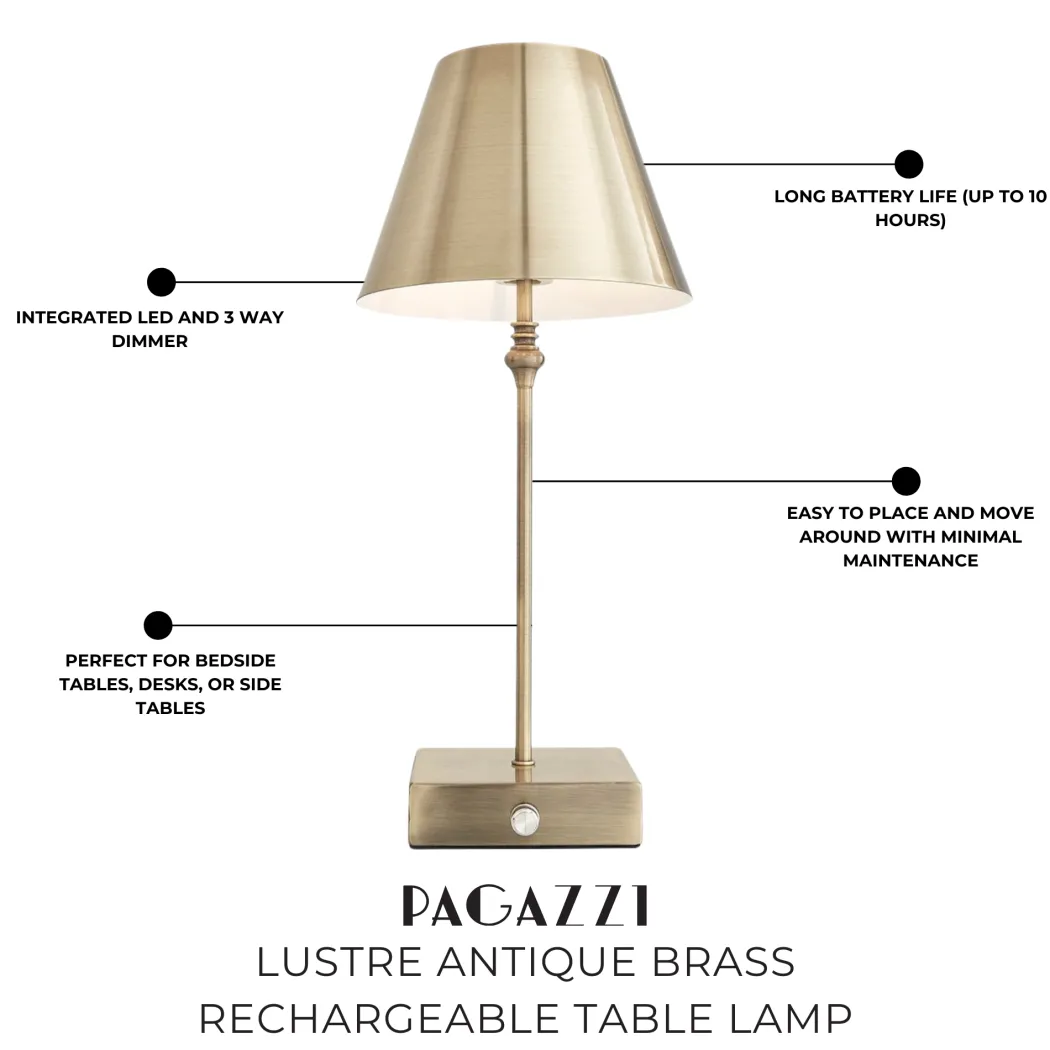 Lustre Antique Brass Rechargeable Table Lamp