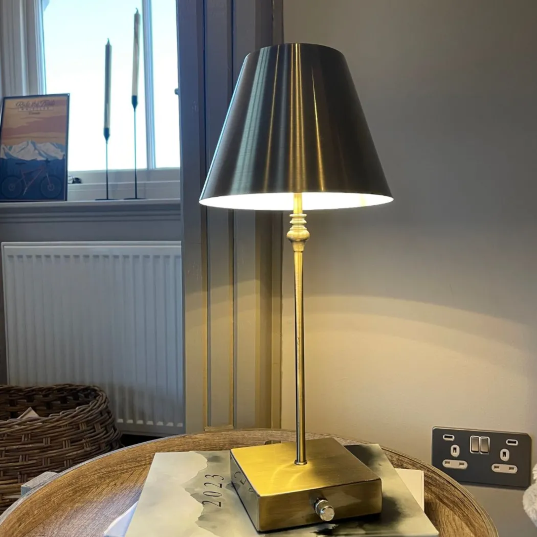 Lustre Antique Brass Rechargeable Table Lamp