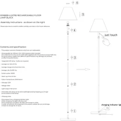Lustre Black LED Rechargeable Floor Lamp