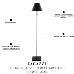 Lustre Black LED Rechargeable Floor Lamp