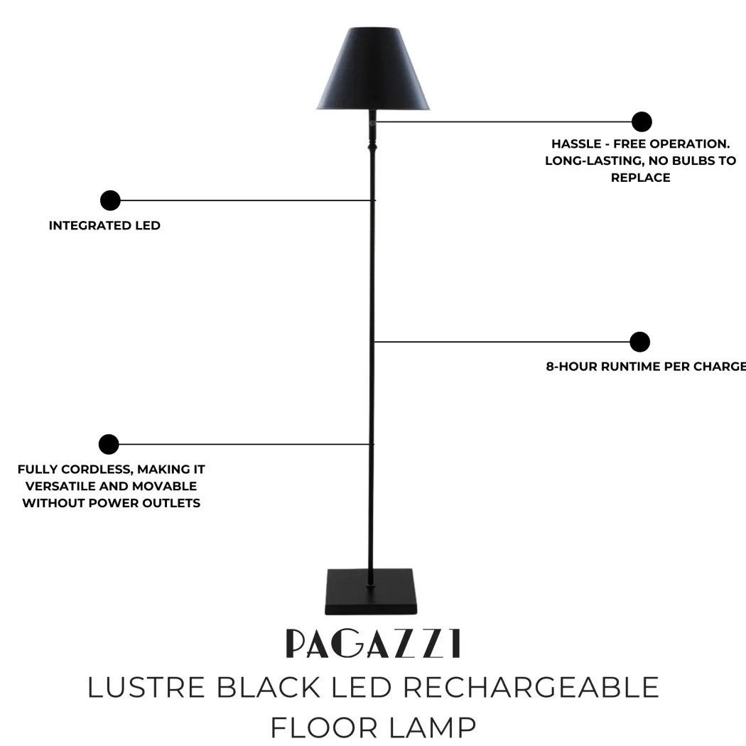 Lustre Black LED Rechargeable Floor Lamp