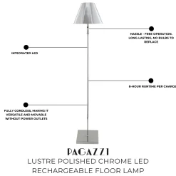 Lustre Polished Chrome LED Rechargeable Floor Lamp