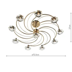 Luther 10 Light Semi-Flush Gold Ceiling Light