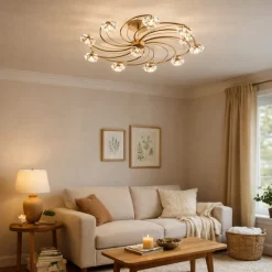 Luther 10 Light Semi-Flush Gold Ceiling Light
