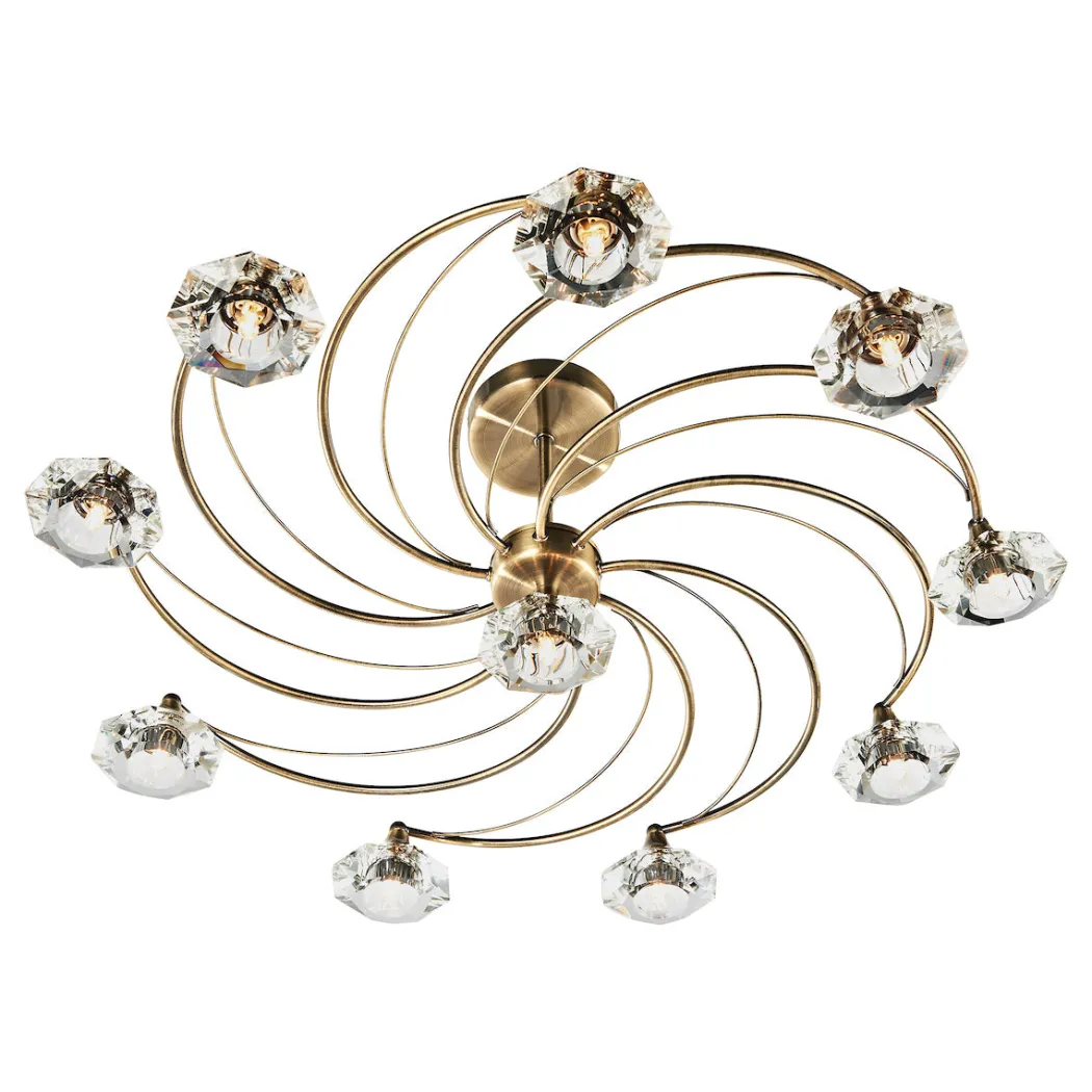 Luther 10 Light Semi-Flush Gold Ceiling Light