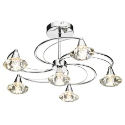 Luther 6 Light Semi-Flush Silver Ceiling Light