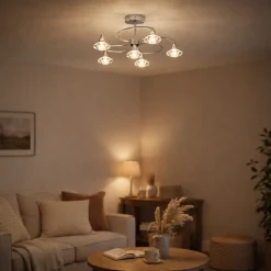 Luther 6 Light Semi-Flush Silver Ceiling Light