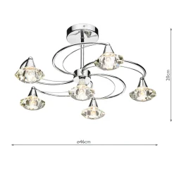 Luther 6 Light Semi-Flush Silver Ceiling Light