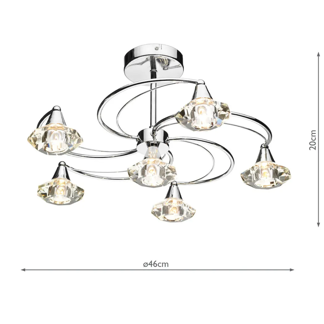 Luther 6 Light Semi-Flush Silver Ceiling Light