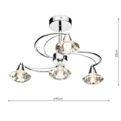 Luther 4 Light Semi-Flush Silver Ceiling Light