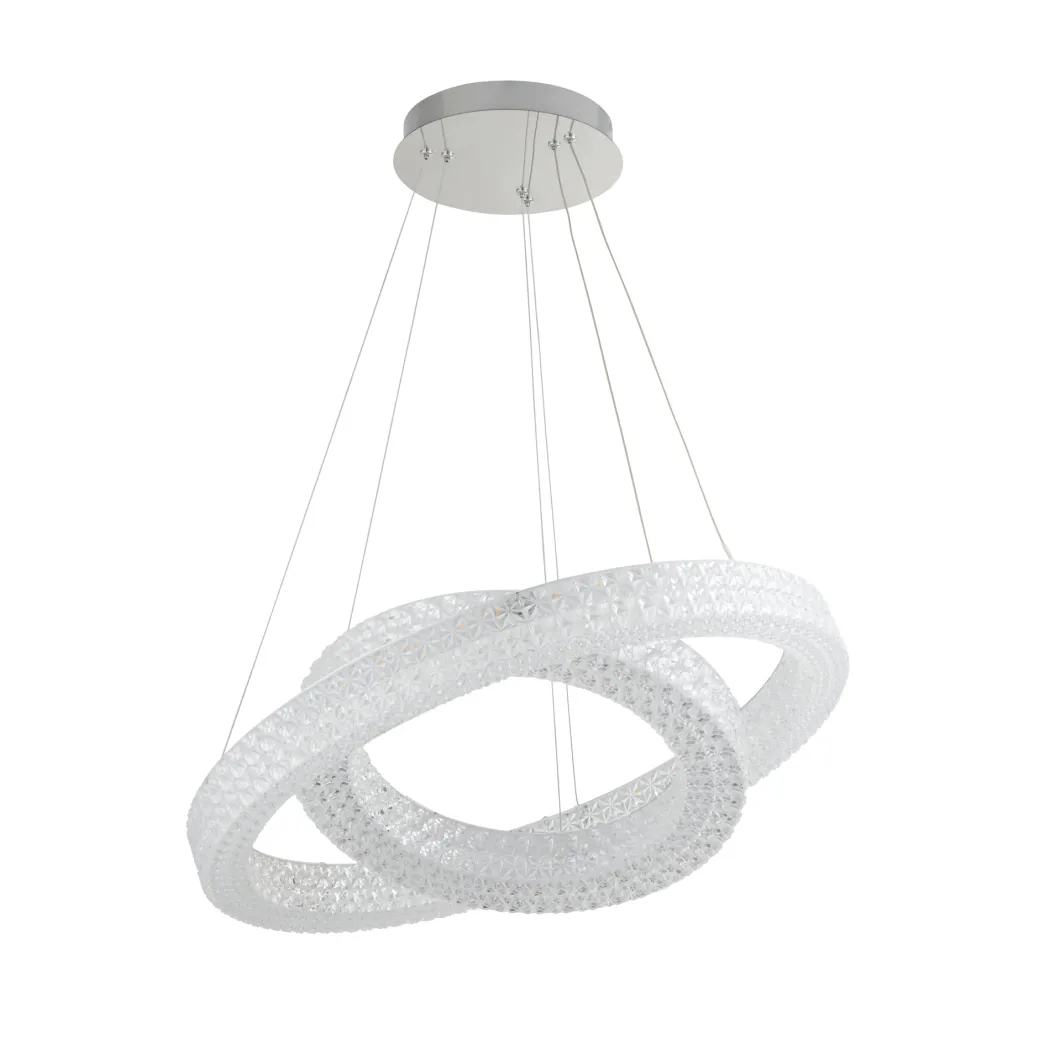 Lux & Belle Double Hoop Acrylic and Chrome LED Pendant