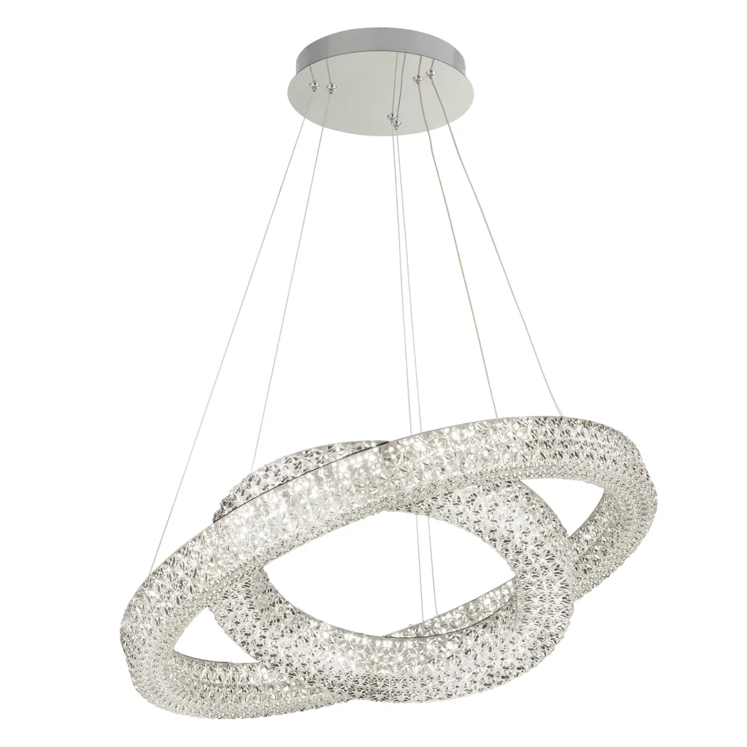 Lux & Belle Double Hoop Acrylic and Chrome LED Pendant