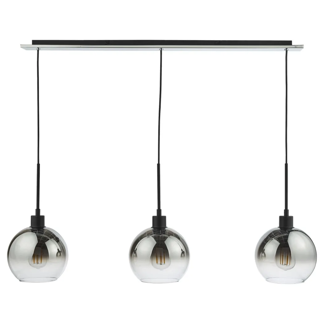 Lycia 3 Light Black & Ombre Glass Ceiling Pendant Bar