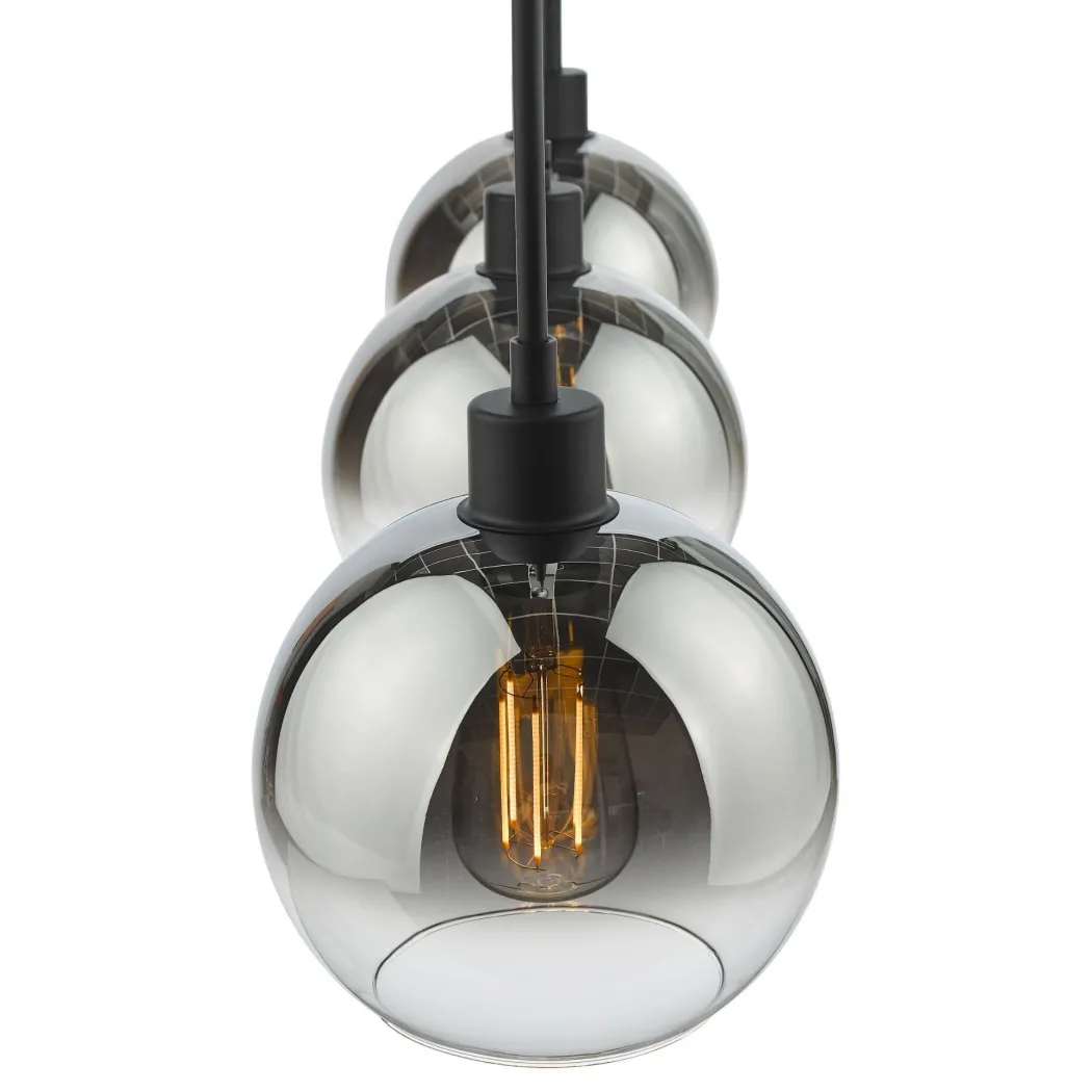 Lycia 3 Light Black & Ombre Glass Ceiling Pendant Bar
