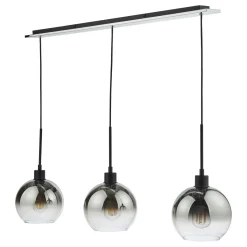 Lycia 3 Light Black & Ombre Glass Ceiling Pendant Bar