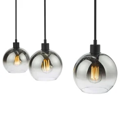 Lycia 3 Light Black & Ombre Glass Ceiling Pendant Bar