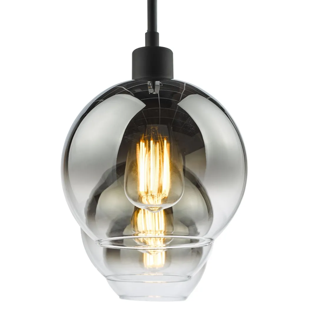 Lycia 3 Light Black & Ombre Glass Ceiling Pendant Bar
