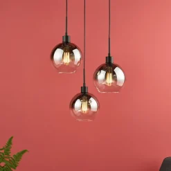 Lycia 3 Light Black & Ombre Glass Ceiling Cluster Ceiling Pendant