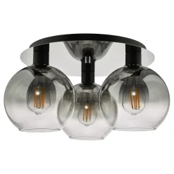 Lycia 3 Light Black & Ombre Glass Flush Ceiling Light