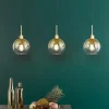 Lycia 3 Light Gold & Ombre Glass Ceiling Pendant Bar