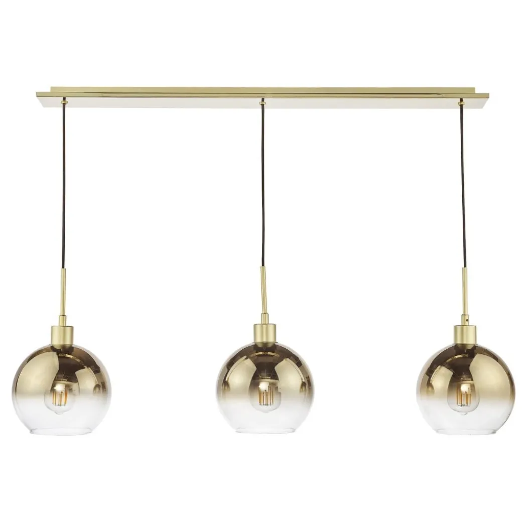Lycia 3 Light Gold & Ombre Glass Ceiling Pendant Bar