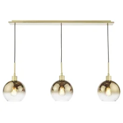 Lycia 3 Light Gold & Ombre Glass Ceiling Pendant Bar