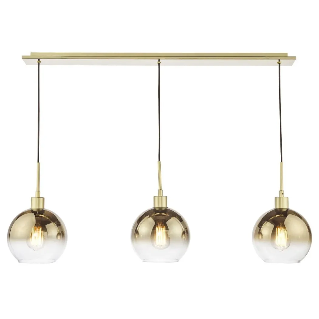 Lycia 3 Light Gold & Ombre Glass Ceiling Pendant Bar