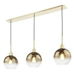 Lycia 3 Light Gold & Ombre Glass Ceiling Pendant Bar