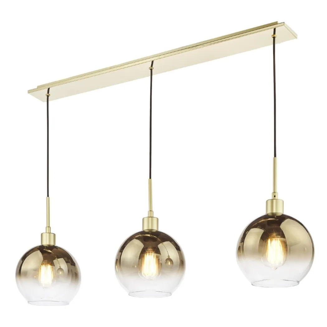 Lycia 3 Light Gold & Ombre Glass Ceiling Pendant Bar