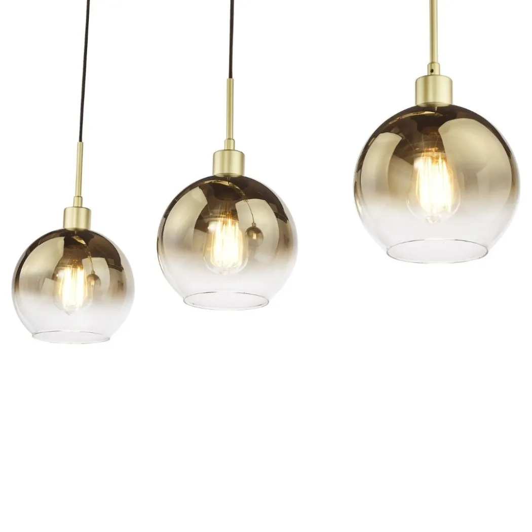 Lycia 3 Light Gold & Ombre Glass Ceiling Pendant Bar